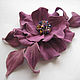 Jewelry made of leather.Brooch pin purple flower PREMIUM. Brooches. Irina Vladi. My Livemaster. Фото №4