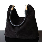 Сумки и аксессуары handmade. Livemaster - original item Black Hobo bag genuine suede, stylish bag. Handmade.