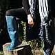 botas: Botas altas de piel de Pony de otoño - azul. High Boots. Febe-handmade. Интернет-магазин Ярмарка Мастеров.  Фото №2