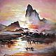 Painting landscape sunset oil on canvas FISHING BOATS AT SUNSET, Pictures, Moscow,  Фото №1