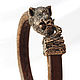Bronze bracelet Boar, leather, Regaliz bracelet, Moscow,  Фото №1
