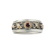 Украшения handmade. Livemaster - original item Ring: Silver ring with garnet and gold. Handmade.