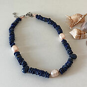 Украшения handmade. Livemaster - original item Necklace with lapis lazuli and pearls.. Handmade.