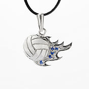 Украшения handmade. Livemaster - original item Flying volleyball ball pendant necklace in sterling silver. Handmade.