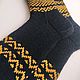 Заказать RussianSocks Черные носки вязаные жёлтый золотой узор. RussianSocks ВЯЗАНЫЕ НОСКИ ВАРЕЖКИ. Ярмарка Мастеров. . Носки Фото №3