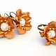 Ring and earrings beige peach flowers, Jewelry Sets, Moscow,  Фото №1
