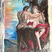 Картины и панно handmade. Livemaster - original item Oil painting erotic in antique style centaur and nymph. Handmade.