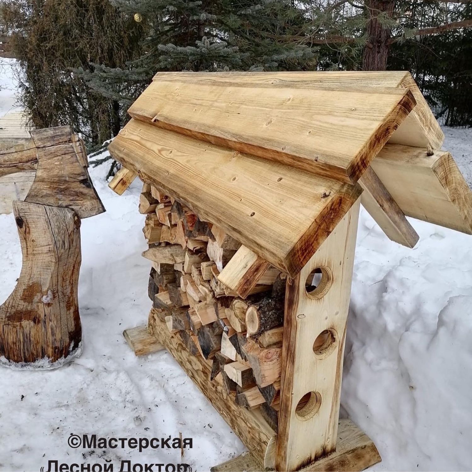 Деревянная уличная дровница  в е Ярмарка Мастеров .