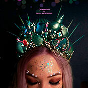 Украшения handmade. Livemaster - original item Custom Emerald Seashells Mermaid Crown tiara for Woman.. Handmade.