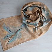 Аксессуары handmade. Livemaster - original item Felted women`s scarf.Beige felted scarf made of wool and silk. Handmade.