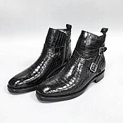 Обувь ручной работы handmade. Livemaster - original item Alligator leather ankle boots, LUX class, black color. Handmade.