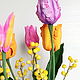 Tulips and Mimosa from polymer clay. Interior arrangement. Interior elements. Olga-art-flower. My Livemaster. Фото №5