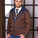 Мужской теплый пиджак на молнии, пиджак casual коричневый, Кофты мужские, Новосибирск,  Фото №1