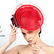 Эксклюзивная красная шляпка с цветами "Сальса" для скачек. Шляпы. Анна Андриенко (Головные уборы). Интернет-магазин Ярмарка Мастеров.  Фото №2