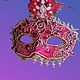 Маска из бархата со стразами Fiore Rosso красная. Маски интерьерные. DecorDepot Декор предметов и костюма. Интернет-магазин Ярмарка Мастеров.  Фото №2