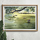 Watercolor painting of the Old Pond (landscape, ducks, green, summer), Pictures, Ekaterinburg,  Фото №1