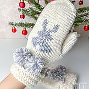 Аксессуары handmade. Livemaster - original item Mittens with rabbit knitted from merino/cashmere/alpaca. Handmade.
