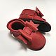 Red Baby Moccasins, Leather Baby Shoes, Red Moccs, Baby Leather Moccs, Footwear for childrens, Kharkiv,  Фото №1