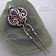 Copper hairpin with jasper and garnet large, Hairpin, Vladimir,  Фото №1