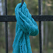 Аксессуары handmade. Livemaster - original item Openwork turquoise scarf, wool stole. Handmade.