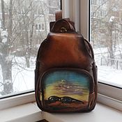 Сумки и аксессуары handmade. Livemaster - original item Women`s leather backpack with custom painting for Anastasia.. Handmade.