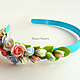 Headband with flowers made of polymer clay 'Tender roses', Headband, Zarechny,  Фото №1