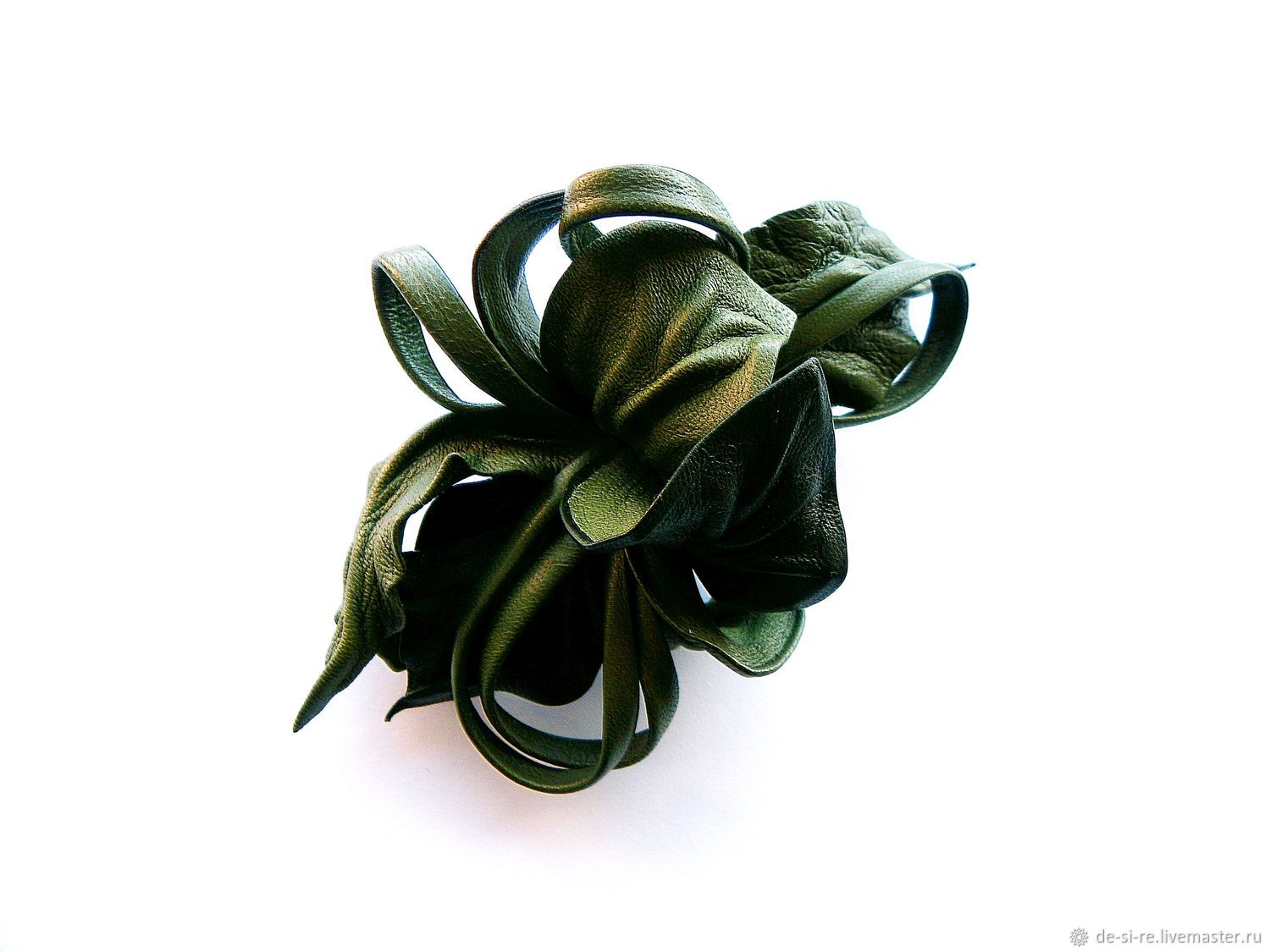 green flower hair clip