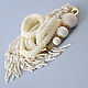 Snowballs - sautoir with white coral and beaded brush. Necklace. Altania, beaded jewelry. My Livemaster. Фото №5