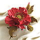 The decoration of leather-brooch pin coral poppy headband with poppy seeds,a bracelet with the poppy coral poppy hair ornament,brooch coral poppy leather,leather flowers
