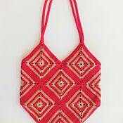 Сумки и аксессуары handmade. Livemaster - original item Crossbody bag: Bag knitted red granny square. Handmade.