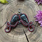 Украшения handmade. Livemaster - original item Octopus earrings, soutache black and red with eudialyte. Handmade.