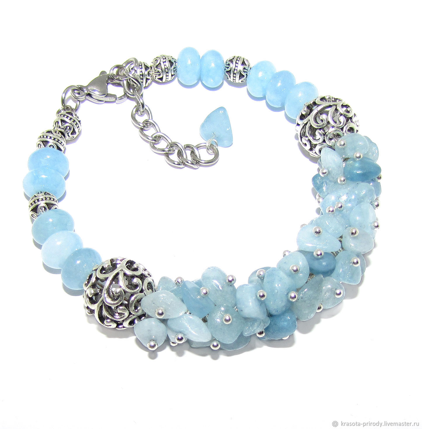 Bracelet stones bunch of blue with beads, Bead bracelet, Moscow,  Фото №1