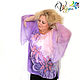 Блуза "Вальс цветов" - шелк, батик, большой размер. Блузки. студия 'Радуга' Виктория. Интернет-магазин Ярмарка Мастеров.  Фото №2