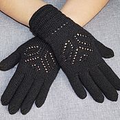Аксессуары handmade. Livemaster - original item Black half-wool gloves with an openwork pattern.. Handmade.