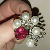 Украшения handmade. Livemaster - original item suspension soft raspberry and silver with rhodolite and pearls. Handmade.