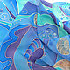 Batik scarf Waves silk crepe de Chine 100% hand painted. Scarves. Silk Batik Watercolor ..VikoBatik... My Livemaster. Фото №6