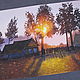 Картина акварелью Вечер в деревне. Картины. Акварельные пейзажи. Ярмарка Мастеров.  Фото №5