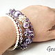 Lilac pearl bracelet. Bead bracelet. Grafoli jewellery. My Livemaster. Фото №6