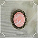 Cameo brooch Lily of the Valley background peach 30h40 bronze, Subculture decorations, Smolensk,  Фото №1