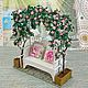 Арка с плетущейся розой и скамейкой.Кукольная миниатюра, Мини растения и цветы, Волгоград,  Фото №1