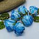 Бусины розочки лэмпворк "Лазурные" стекло lampwork. Бусины. Оксана Искуснова украшения лэмпворк (SOVARTstudio). Ярмарка Мастеров.  Фото №4