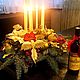Композиция "Колибри" из живой хвои свечи декор на Новый год, Новогодние композиции, Москва,  Фото №1