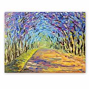 Картины и панно handmade. Livemaster - original item Painting Alley of flowering trees 30h40cm. Handmade.