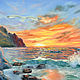 Painting seascape sunset 50/70 ' from sunset to dawn', Pictures, Murmansk,  Фото №1