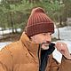 ШАПКА  двойная с отворотом меринос  НУАР   коричневый. Шапки. Вязаный кэжуал  UNIC Ирина. Ярмарка Мастеров.  Фото №4