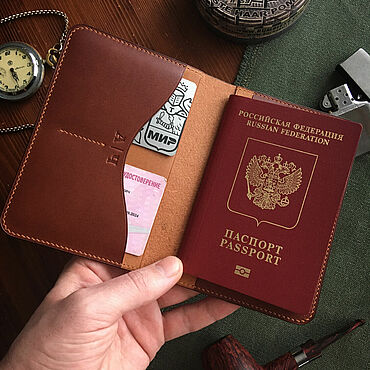 Сумки ручной работы. Ярмарка Мастеров - ручная работа Обложка для паспорта из натуральной кожи. Handmade.