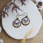 Украшения handmade. Livemaster - original item Jewelry resin earrings with real flowers. Earrings with alyssum. Handmade.