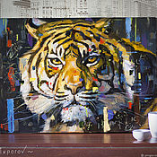Картины и панно handmade. Livemaster - original item Oil painting tiger. Picture. To order oil painting. Pictures. Handmade.