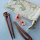 Set of 2 Sycamore Hair Stick with carving in a linen bag, Hairpins, Sochi,  Фото №1