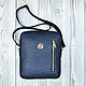 Men's bag made of genuine ostrich leather, dark blue color, Men\'s bag, St. Petersburg,  Фото №1